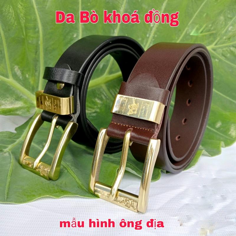 Thắt Lưng Nam - Dây Nịt Nam Da Bò Ý Nguyên Tấm Đầu Khoá Đồng Đúc Ông Địa Cao Cấp - Dây Da Mềm Sang Trọng