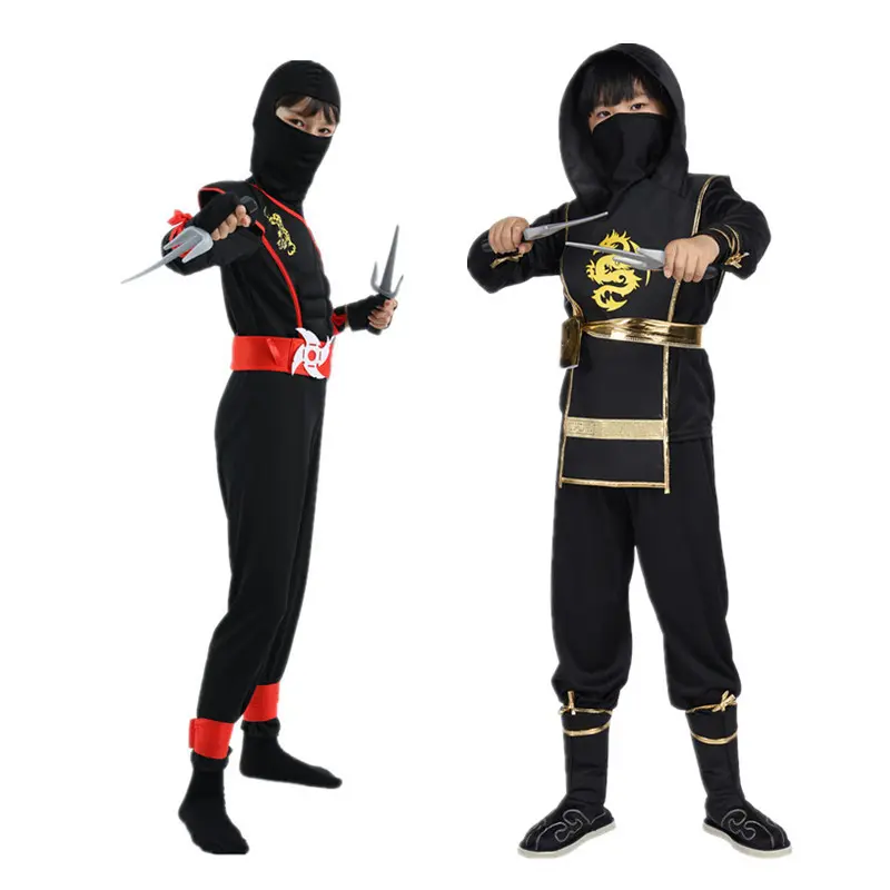 Black Ninja Cos Clothing Japanese Anime Kids Ninja Toy Suit Japanese Samurai Darts Character Performance Wear
