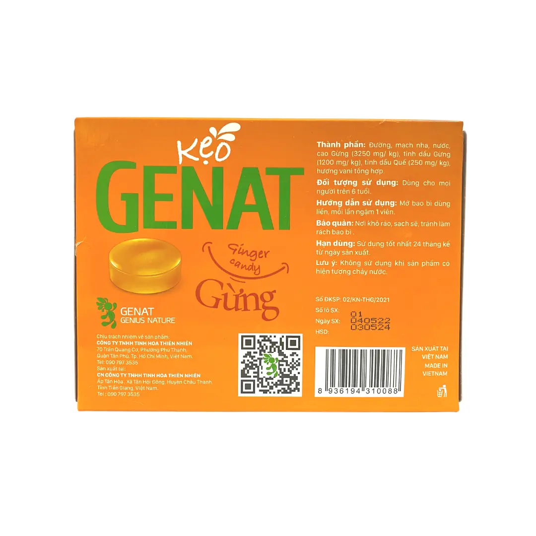 Combo 2 Hộp Kẹo Genat Gừng (Hộp 100 viên) - Genat Snack Ăn Vặt Food Candy kẹo trái cây kẹongậm