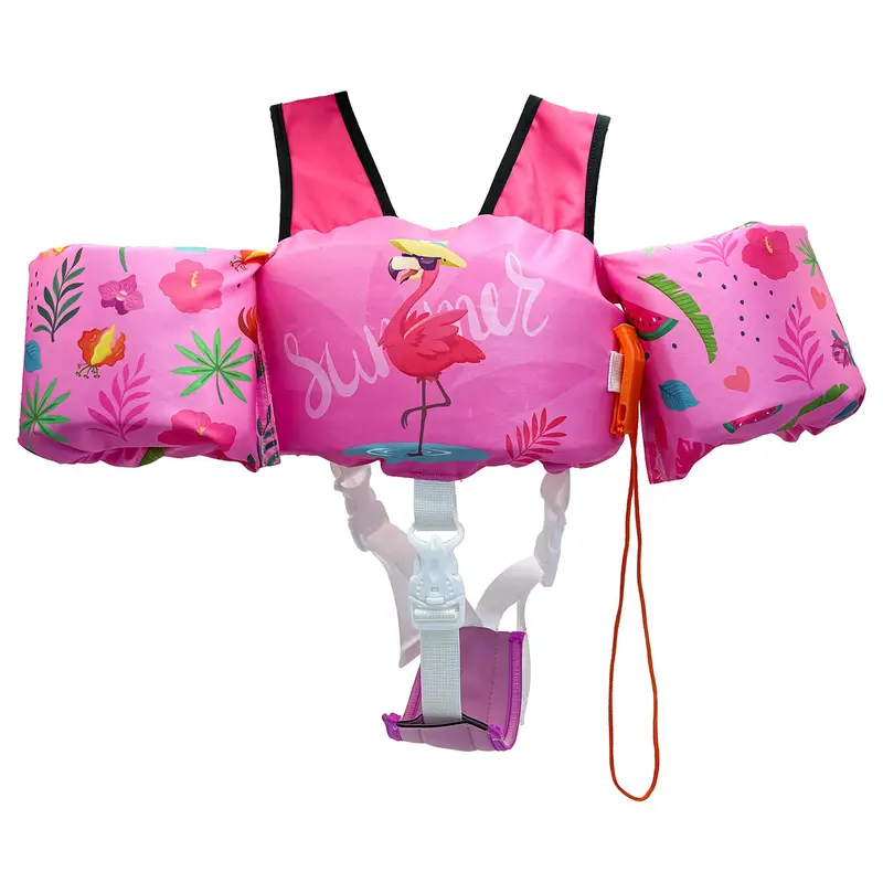 Cartoon Pattern Swim Vest, Removable Kids Swim Vest with Crotch Strap & Shoulder Harness Arm Wings, Swimming Accessories for Boys & Girls 5