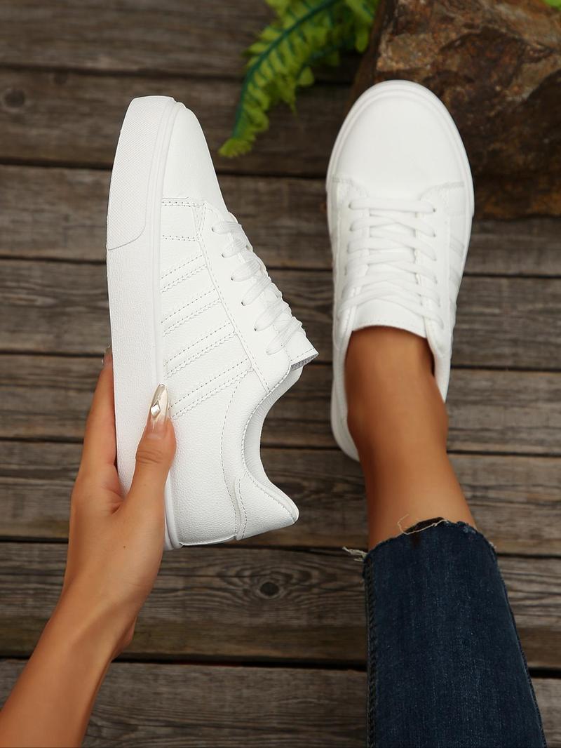 Product Introduction of Women's Fashionable Lace Up Low Top Sneakers, Casual Comfortable Breathable Sports Shoes, Female All-match Round Toe Shoes for Daily Wear 9