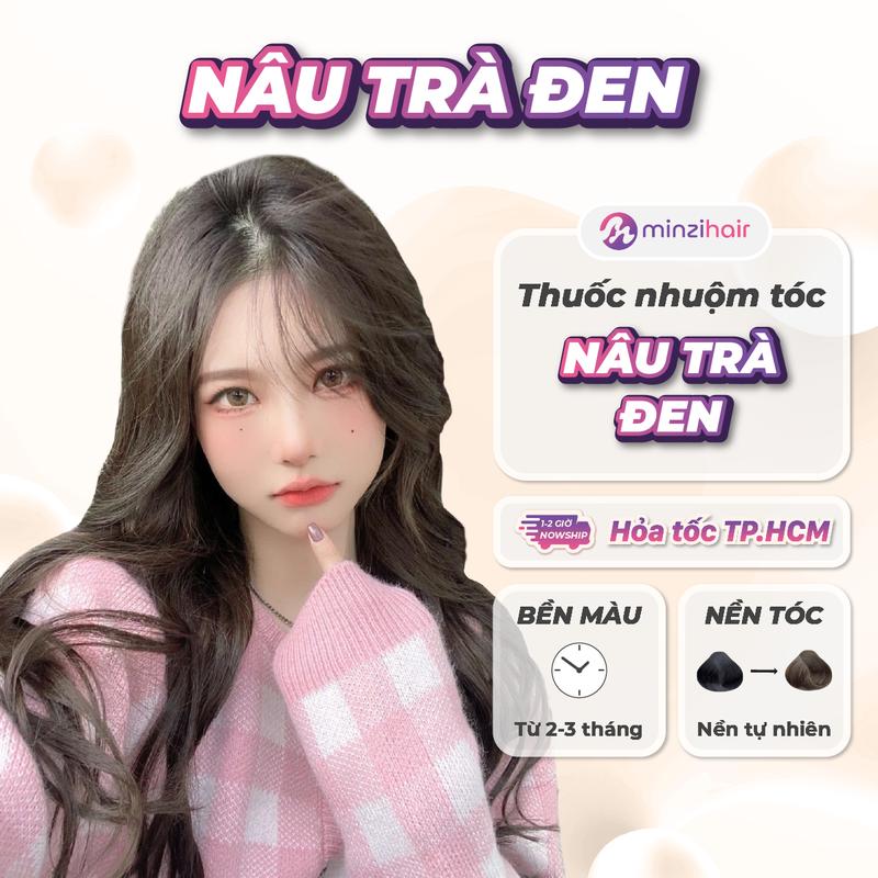  Thuốc nhuộm tóc Nâu trà đen Minzihair  - Lên từ nền tự nhiên - Bền màu 2-3 tháng - Phù hợp nhiều kiểu tóc không cần tẩy 