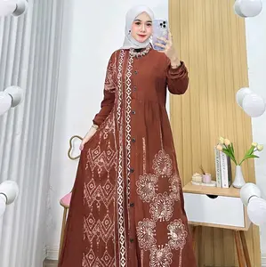 gamis batik cap rayon semi twill gamis terbaru super adem