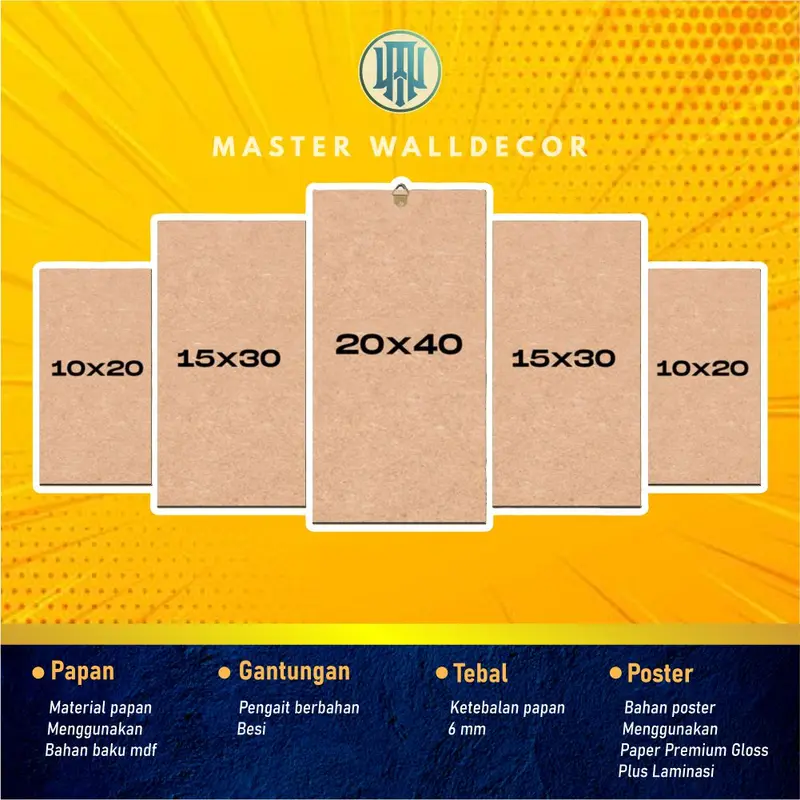 MASTER - Hiasan Dinding Poster Kayu RAIDEN SHOGUN GAME GENSHIN IMPACT 1 Set Gantungan Besi Frame 4
