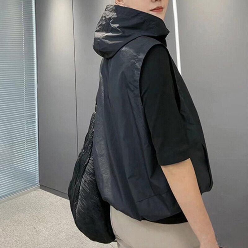 Women Hooded Vest Sleeveless Zipper Waistcoat Drawstring Thin Coat with Pockets 7