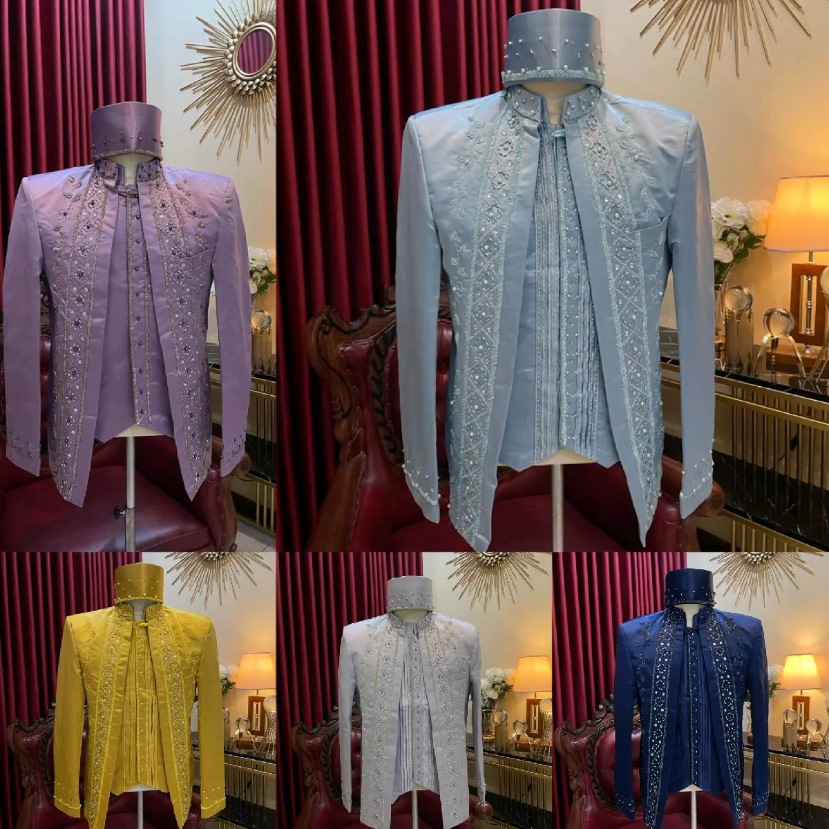 beskap pengantin pria motif garis