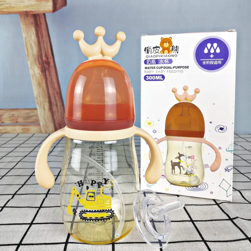 [GRATIS ONGKIR]  Botol Minum Bayi 2 IN 1 Training Sedotan+Dot BPA FREE 300 ML  / Gelas Training Anak Balita Lucu Portable Anti Tumpah Anti Bocor 4