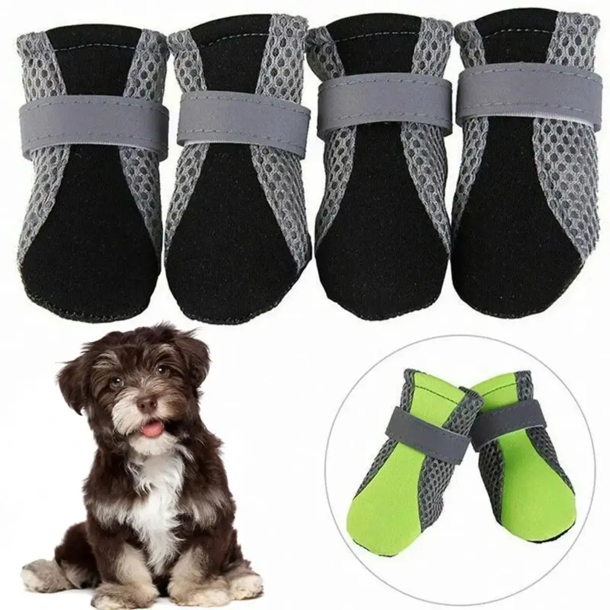 Breathable Pet Dog Shoes Waterproof Outdoor Walking Net Soft Summer Pet Shoes Night Safe Reflective Boots for Small Medium Dogs