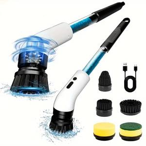 Electric Spin Scrubber, USB Rechargeable Electric Cleaning Brush with 5 Replaceable Brush Heads, Multifunctional Cleaning Tool for Bathroom, Kitchen, Car