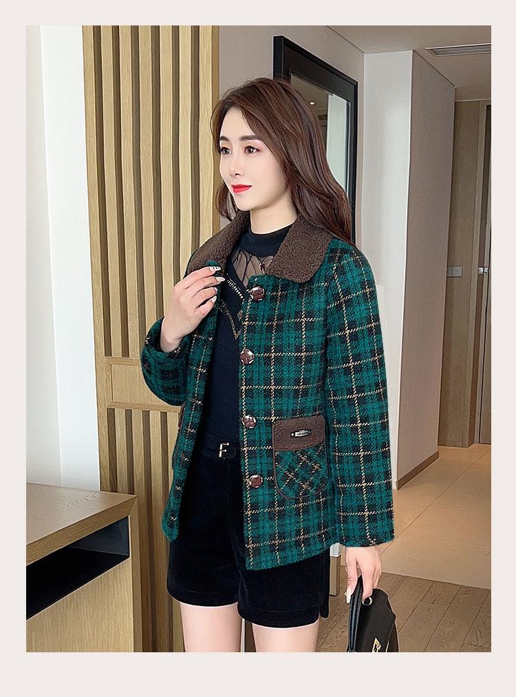 Product Introduction of Áo Khoác Len, Phong Cách Phương Tây, Họa Tiết Kẻ Sọc, Cổ Bẻ Áo, Thích Hợp Cho Mùa Thu Và Mùa Đông 6