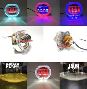 Lampu utama Biled mode daymaker Projie Biled proji 4 lensa 8D plus shroud 4.5 inc