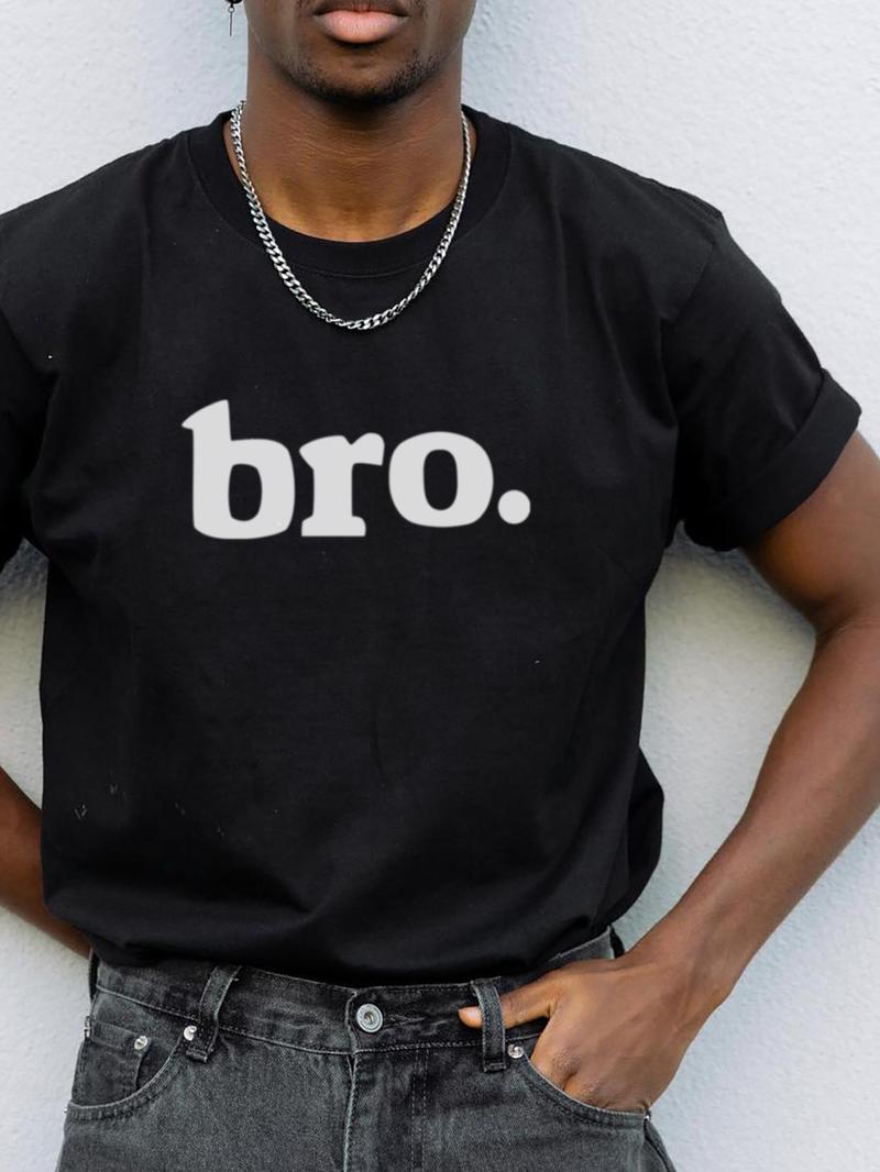 Product Introduction of Men's 100% Cotton Casual T-Shirt - Soft Crew Neck Tee with "BRO" Graphic Print, Lightweight & Comfortable for Summer Outdoor & Loungewear, Outdoor Tshirt | Casual Style Shirt | Breathable Cotton 1