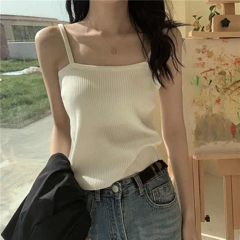Áo Vest Mặc Ngoài Mùa Hè, Áo Yếm Lụa Lạnh Không Tay, Dáng Ôm, Dành Cho Nữ, Không Tay, Có Thể Mặc Bên Trong Áo Sơ Mi Lớp Cơ Sở, Hàng Đầu