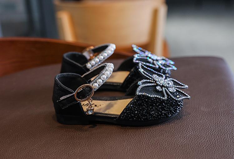 Product Introduction of 2025 Spring and Summer New Korean Style Rhinestone Soft-Soled Girls Sandals Princess Shoes Children's Shoes Girls Dance Shoes 8