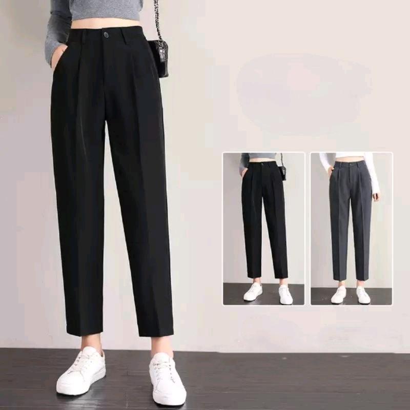 Quần vải nữ công sở dáng baggy ống đứng vừa kiểu mới chất vải tuyết mưa  Quần tây nữ lưng cao đi học màu đen xám xanh than vải trơn mềm Pants Thun Ong Women Ong Women