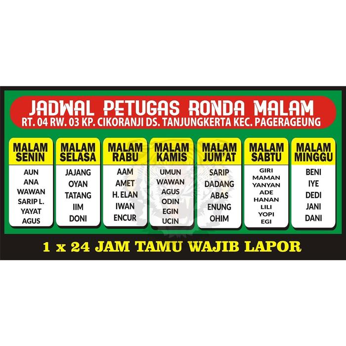 Jual Spanduk Banner Jadwal Ronda Pos Kamling | Banner Ronda Malam ...