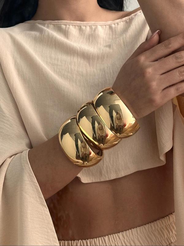 Irregular Round Shaped Cuff Bangle, Fashionable Jewelry for Women for Party, Daily Clothing Decor, Trendy All-match & Exquisite Jewelry for Birthday Gift 2