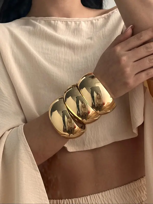 Irregular Round Shaped Cuff Bangle, Fashionable Jewelry for Women for Party, Daily Clothing Decor, Trendy All-match & Exquisite Jewelry for Birthday Gift 2