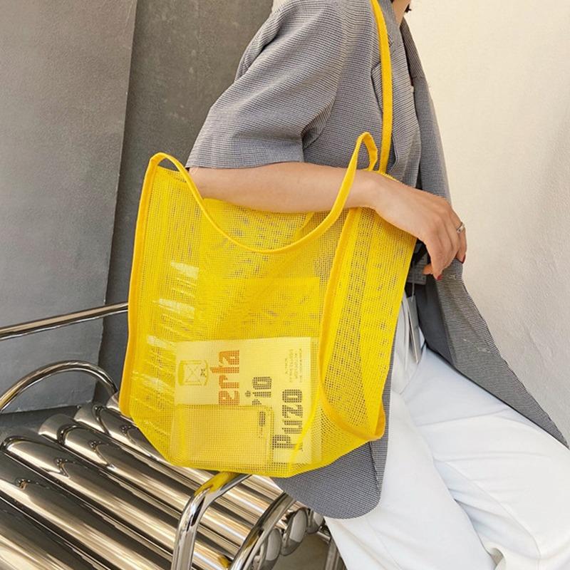 Product Introduction of Women Mesh Beach Travel Shoulder Bag Large Capacity Casual Totes for Holding Toys Grocery Picnic Ladies Handbag Shopping Bag 2