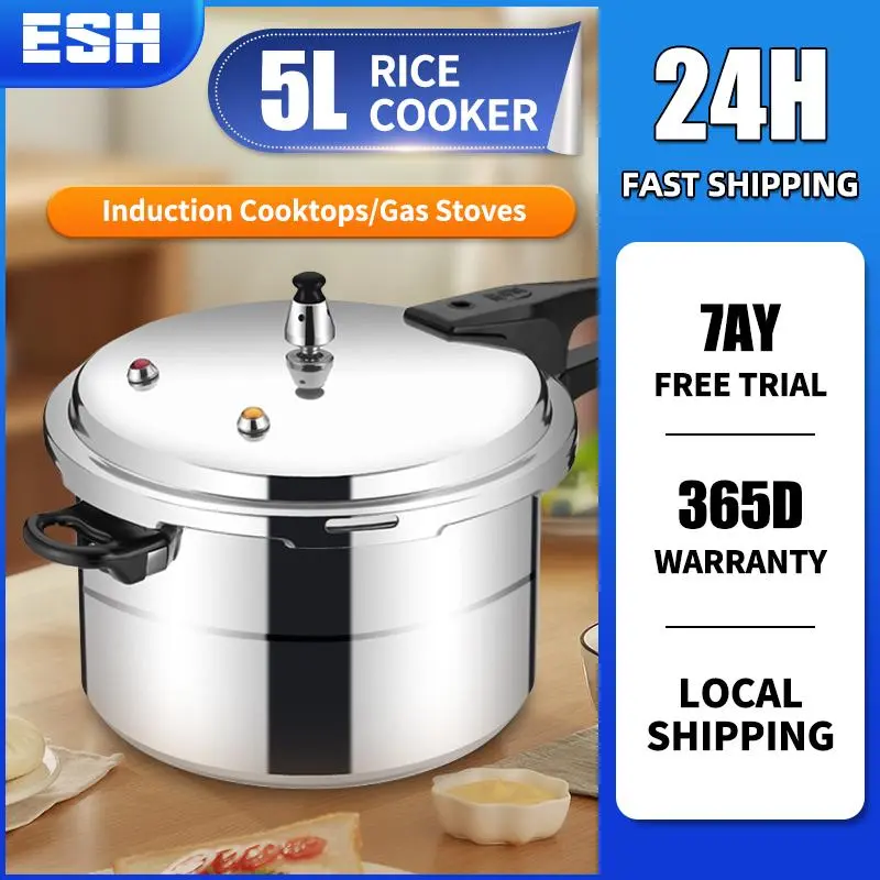 ESH Dual use Pressure Cookers 3L, 4L, 5L, 7L 9L Stainless Steel Pressure Cooker Capable Of Steaming, Stewing, Boiling, And Fast Cooking Anti Scald Handle Safety Valve Suitable for gas stove and induction cooktops Cookware Aluminium nonstick pressurecooker