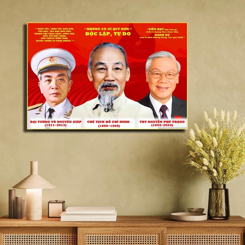 Ảnh chân dung Bác Hồ , Bác Giáp , Bác Trọng . Treo phòng khách phòng làm việc . Đa dạng mẫu mã .In theo yêu cầu 1