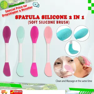 (skr) Kuas Spatula Masker Silikon Oval 2 in 1 dan Sikat komedo pembersih wajah / facial lembut multifungsi silicone eksfoliasi
