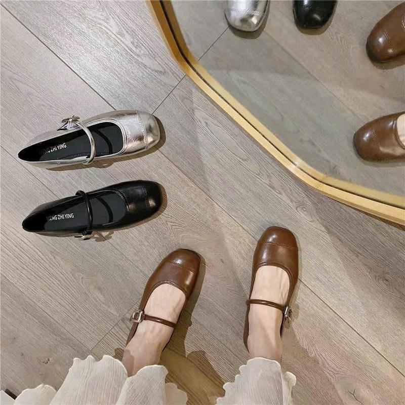 Giày Búp Bê Mũi Tròn Da Mềm Đế Bệt Đi Êm Chân Shoes 2