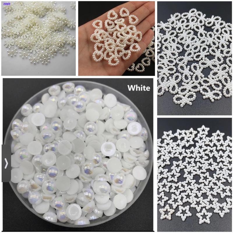 Bộ 40 Hạt giả ngọc trai làm nail, trang trí khung in dấu chân tay