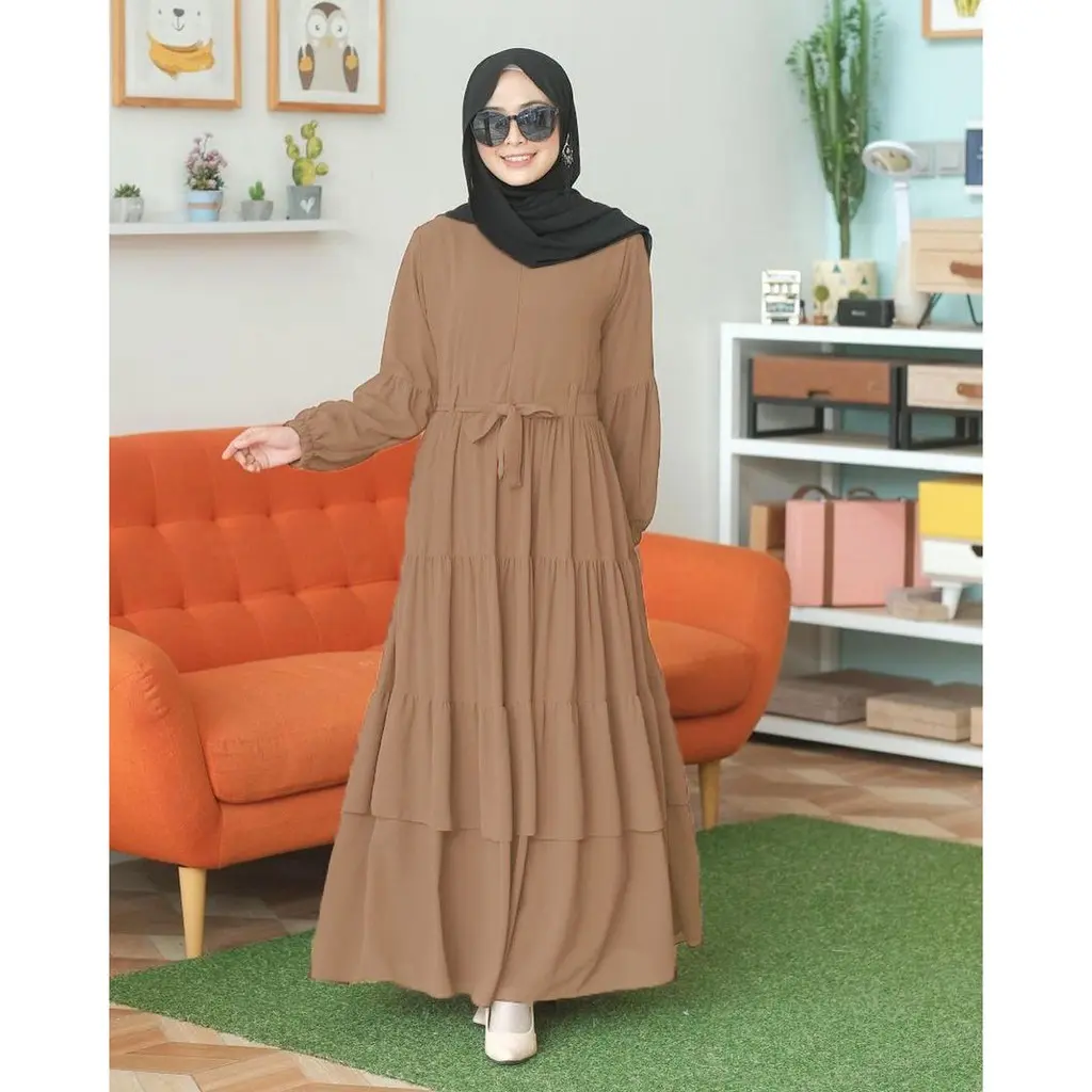 Gamis Maxy Belani Dress Maxi Polos Outfit Muslim Wanita