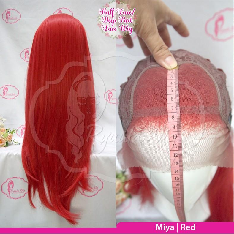 RyuutaWig Half Lace Wig Free Parting Miya Deep Part Miya Red Merah 3