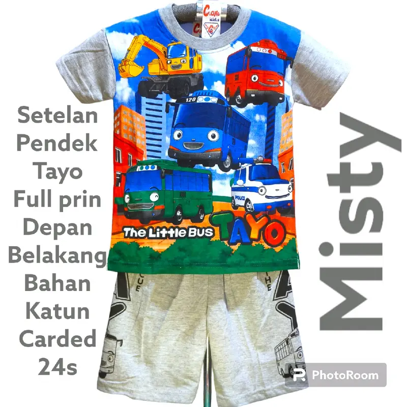 setelan pendek anak laki-laki tayo full prin 3-9 tahun 5