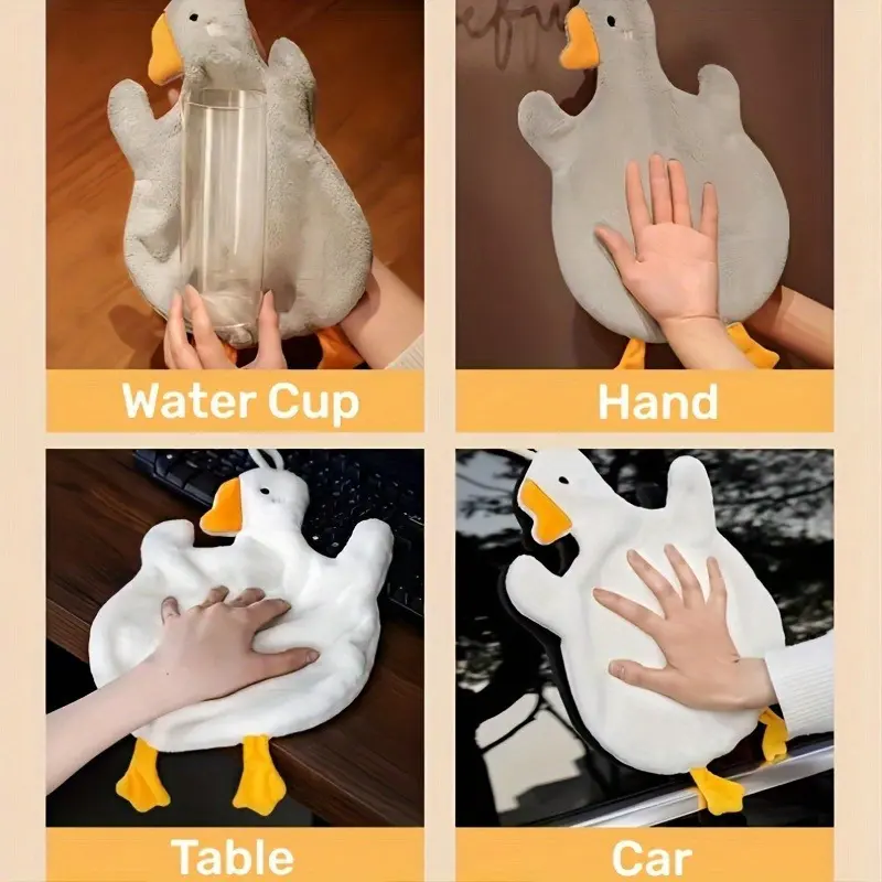 1pc Cartoon Duck Coral Fleece Hand Towel - Super Absorbent, Quick Dry, Multi-Purpose for Kitchen, Bathroom, Bedroom - Cute Hanging Duck Design