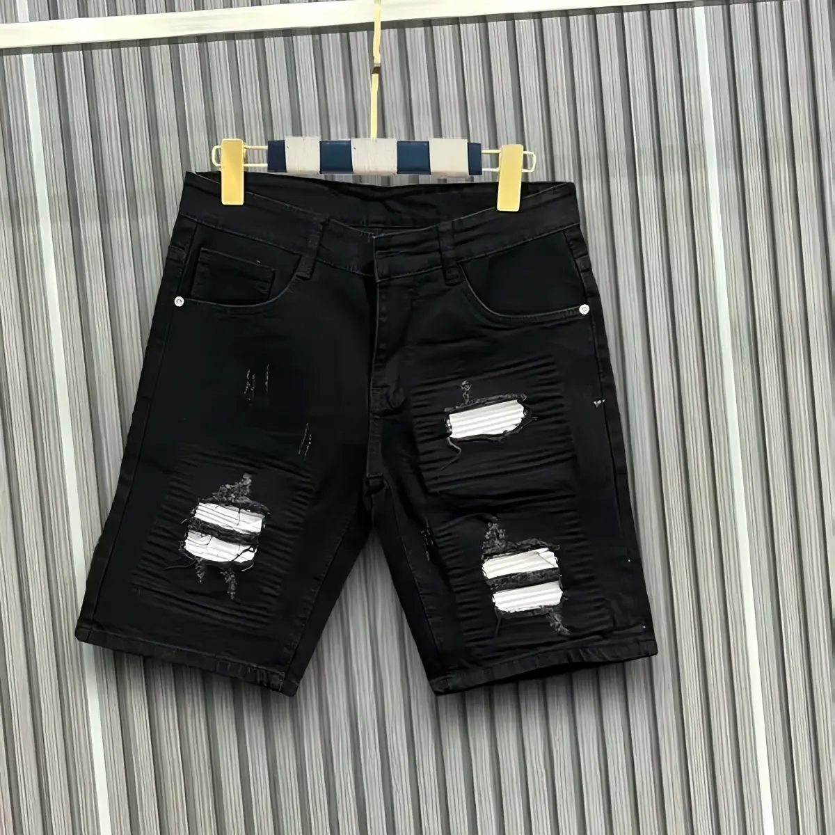 Quần short jean nam rách gối nhiều họa tiết 05