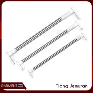 Tiang Jemuran Fleksibel Gantungan Baju Pakaian Handuk Stainless Steel Multifungsi Tanpa Paku Bor anti karat