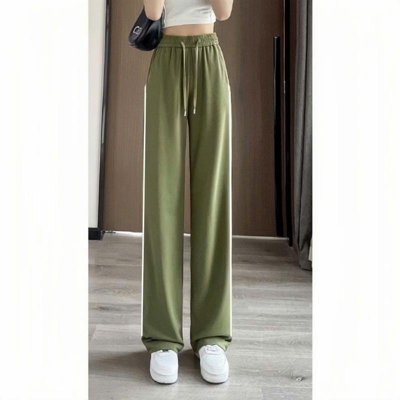 Quần dài thể thao 3 sọc suông nữ ống rộng  chất thun poly 2 da mặt vải đanh mịn độ đàn hồi tốt, quần sọc mặc nhà dạo phố 8