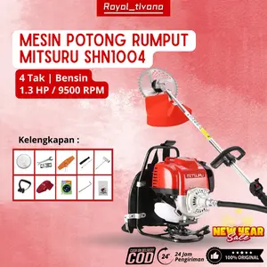 ROYAL TIVANA - Mesin Potong Rumput 4Tak MITSURU SHN1004 GX-35 Fullset Premium Bensin Gendong Brush Cutter Irit & Bertenaga 1.3 HP 9500 RPM