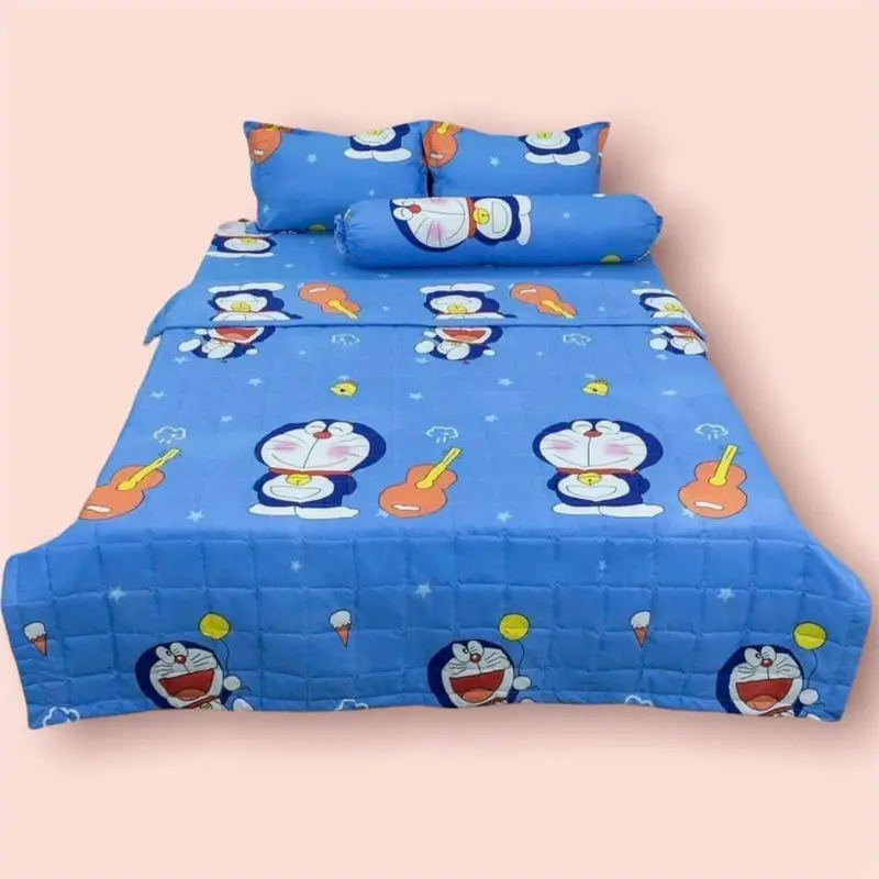 sét ga gối 4 món chất cotton poly HQ mềm mát ,thấm hút mồ hôi (dành cho đệm cao từ 15 tới 25cm) 4