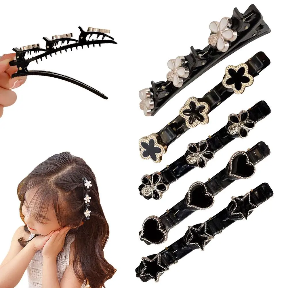 Korean Women Girls Braided Hair Clips Double Layer Side Bangs Fixer Braid Hairpins Duck Mouth Clip