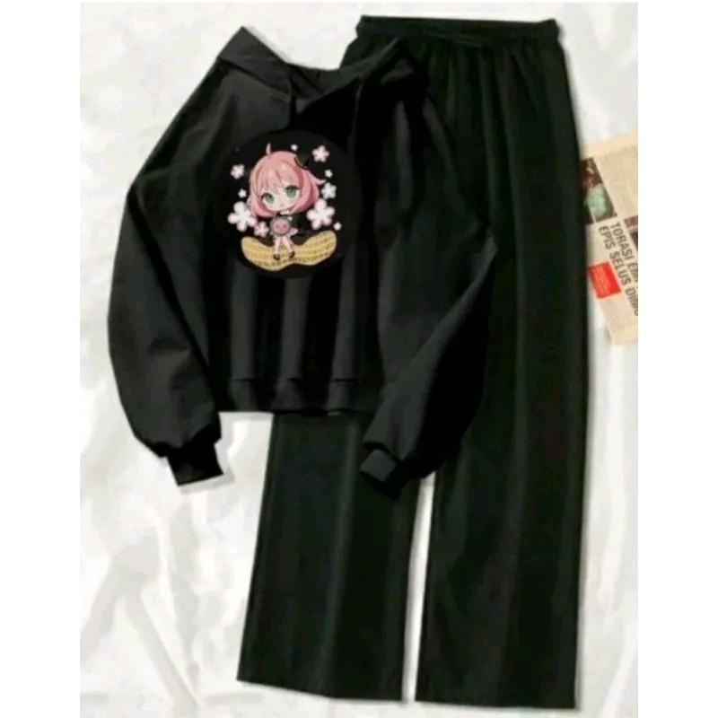 Setelan Sweater Hoodie FORGER Wanita dan Remaja/Setelan baju sweater dan celana kulot/Setelan anak remaja dewasa kekinian/BISA COD Standar Kulot Panjang 2
