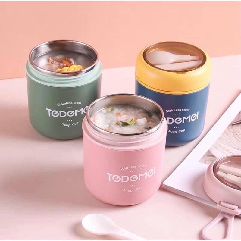 Bình Đựng Ủ Cháo Giữ Nhiệt TEDEMEI 530ml Kèm Muỗng Cho Bé - Cặp Lồng Cháo