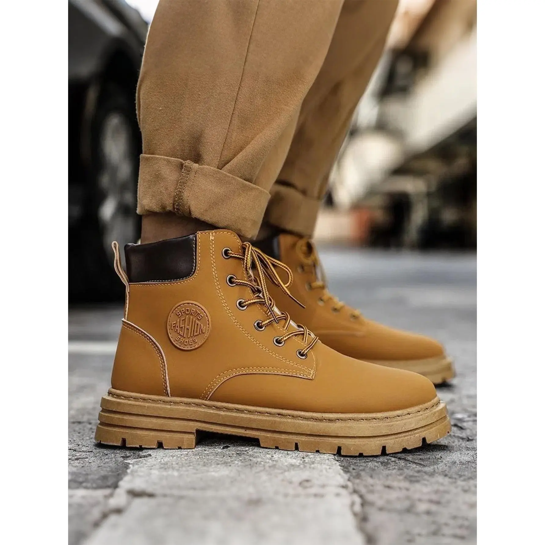 Botas Hombre uso Rudo Altas de Moda,Bota Táctica Estilo Urbano Vinipiel ...