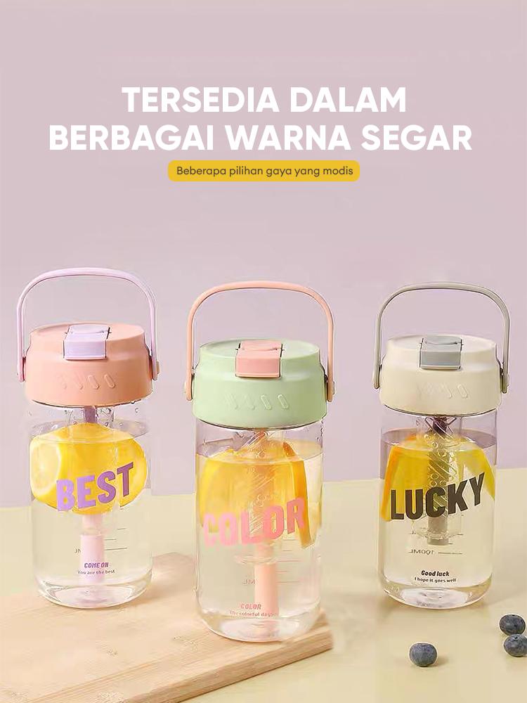 ANGOLA Botol Minum W03 Infused Water Tumbler Travel Dengan Sedotan dan Penutup Anti Tumpah Sekolah Kerja Kantor Olahraga Gym