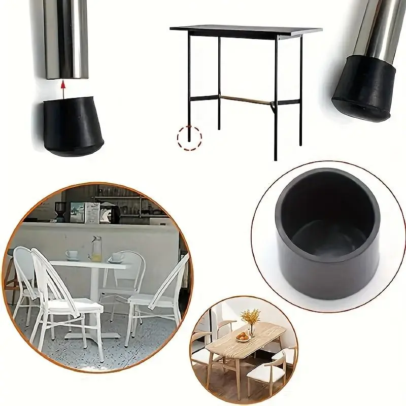 Round Rubber Furniture Leg Cap, Table Leg Protector, Furniture Leg Cover for Patio & Indoor Furniture, Furniture Pads 2