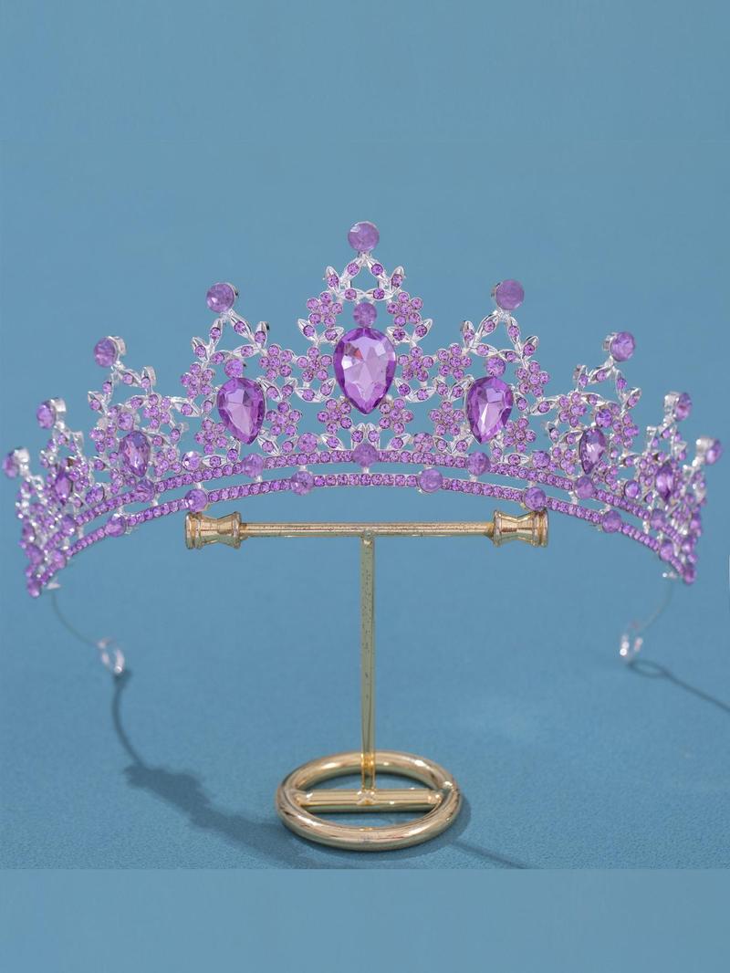 Product Introduction of Women's Elegant Rhinestone Decor Crown, Trendy Exquisite Headwear for Bride, Chic Gorgeous Hair Accessories for Wedding Party Decor 5