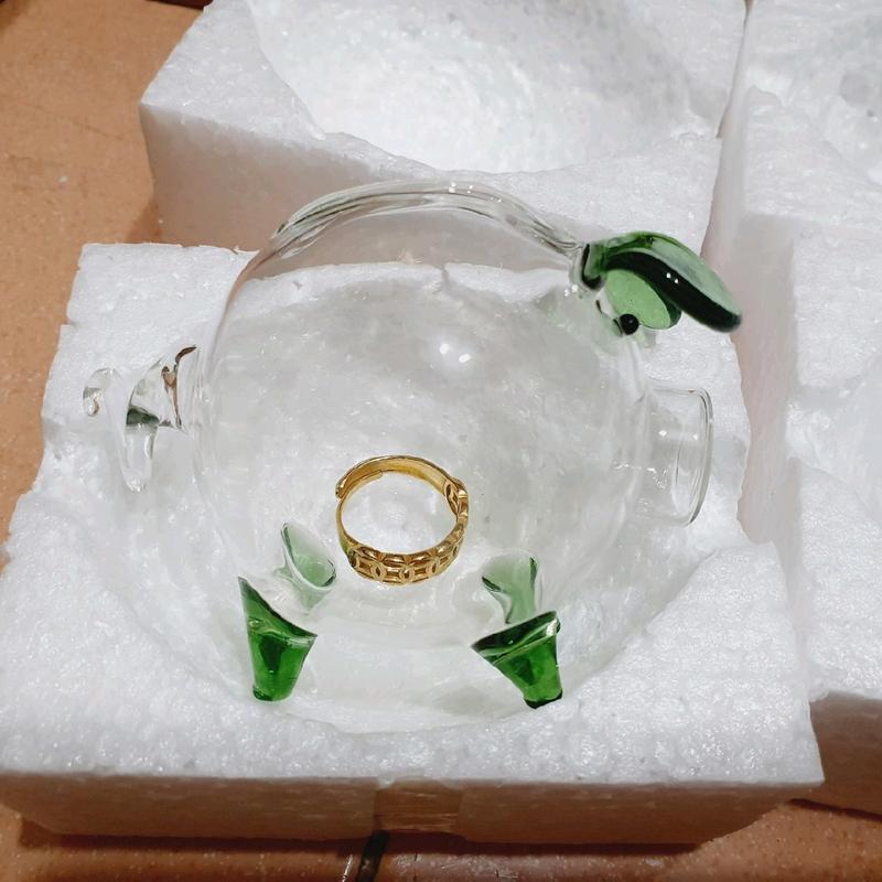 Lợn Thủy Tinh Mini Đựng Vàng May Mắn Ống Tiết Kiệm Ống Heo Thuỷ Tinh Đựng Nhẫn