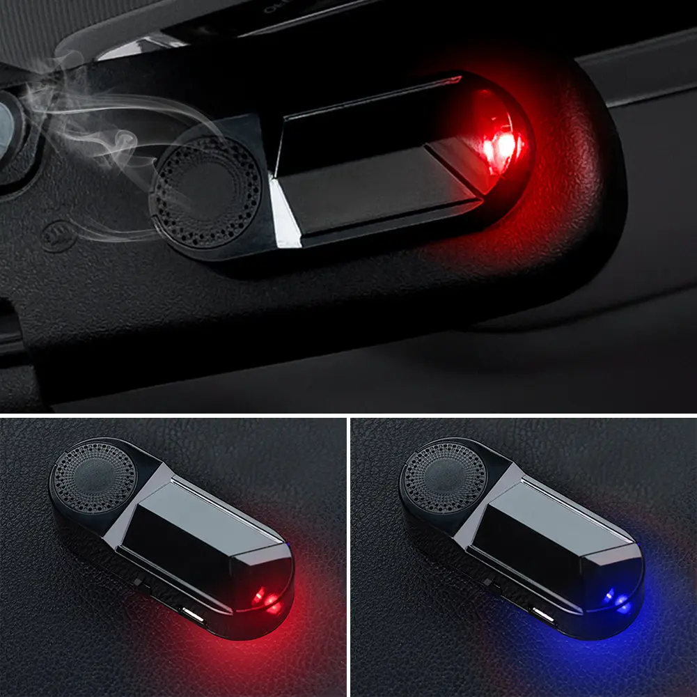 Car LED Solar Powered Wireless Anti-Theft Caution Lamp with Aromatherapy Flashing Light LED Alarm Fake Anti-theft Decorative Light #475494