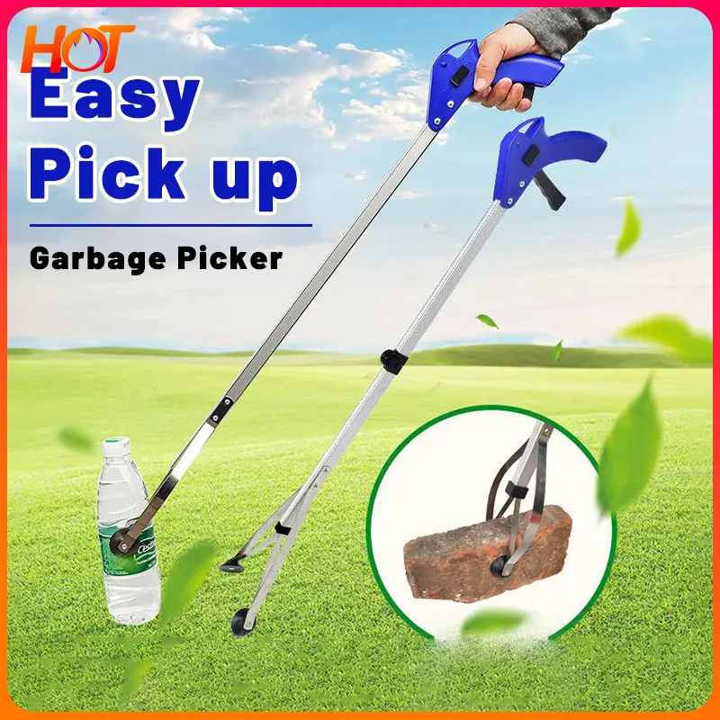 Garbage Collection Stapler Folding Garbage Picker Stick Aluminum Alloy 83CM Long Clip Arm Trash ...