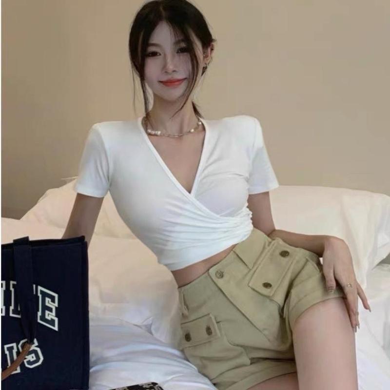 Quần sọt kaki nữ lưng cao phối túi hộp lật lai Xquin, Quần short đùi kaki có túi 2 bên phong cách Hàn Quốc 5