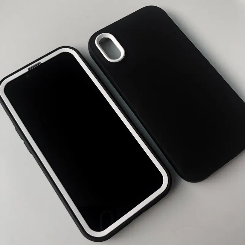 3 In 1 Durable Silicone Square Black Phone Case For iPhone 11 XR 16 15 14 13 12 Pro Max 7 8 Plus X XS Max 14 15 Plus SE2 Shockproof Back Cover Cell Phone Casing Accessory