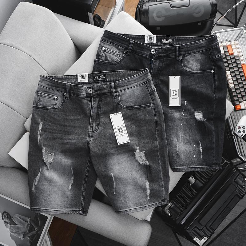 [bigsizemen] Quần short jean rách tông đen xám thời trang bigsize nam cỡ đại